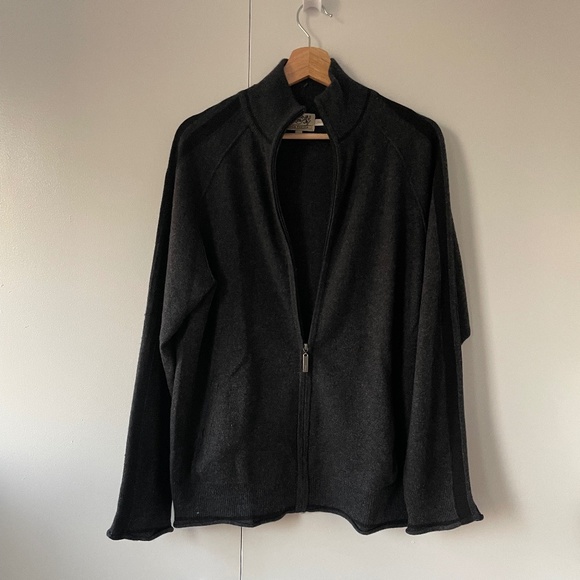 Full Zip Dark Grey Mens Sweater - Picture 1 of 9